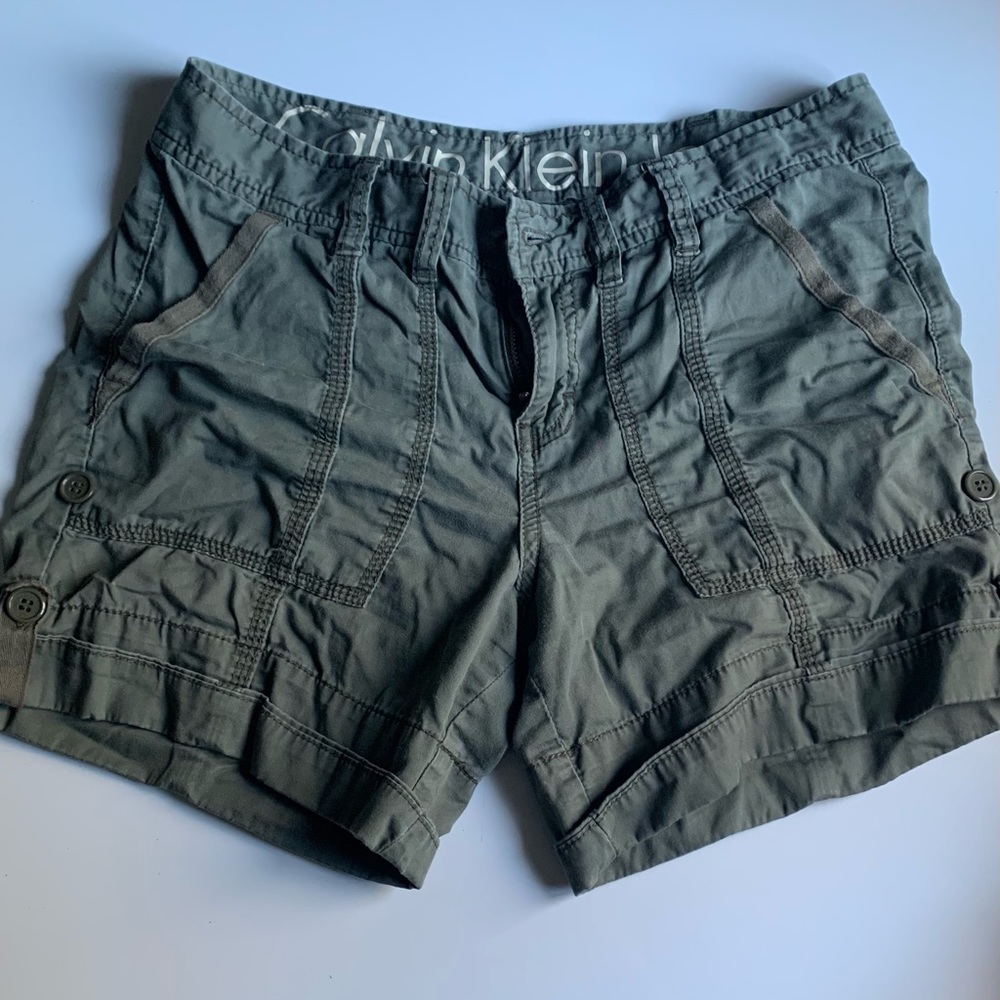 Green cargo shorts